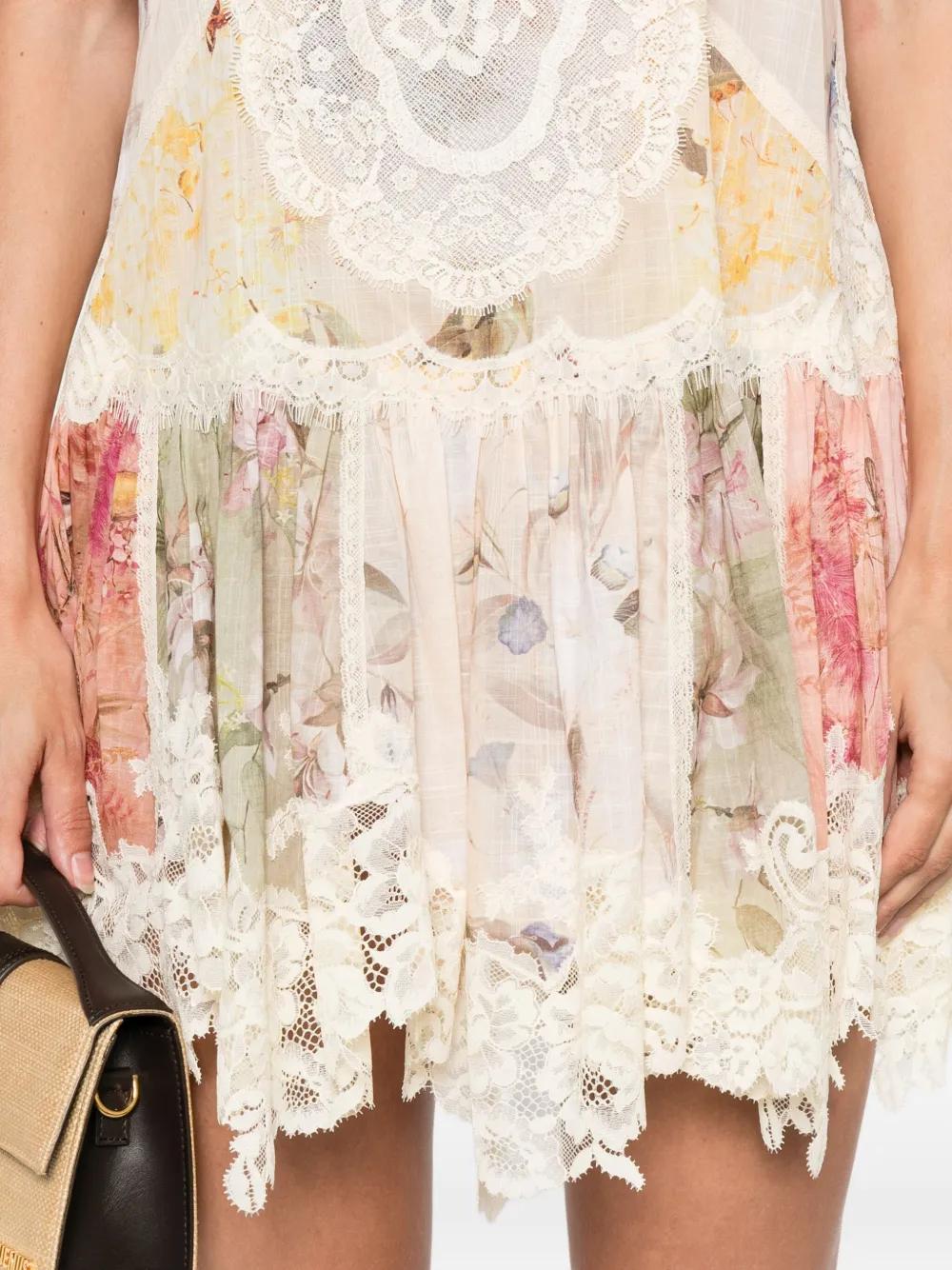 Zimmermann Cascadian Lace Mini Dress in White | Lyst