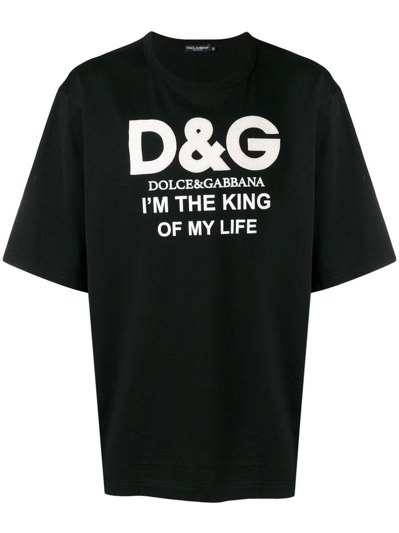 Dolce & Gabbana I'm The King Of My Life Logo Print T-shirt in Black for Men  | Lyst