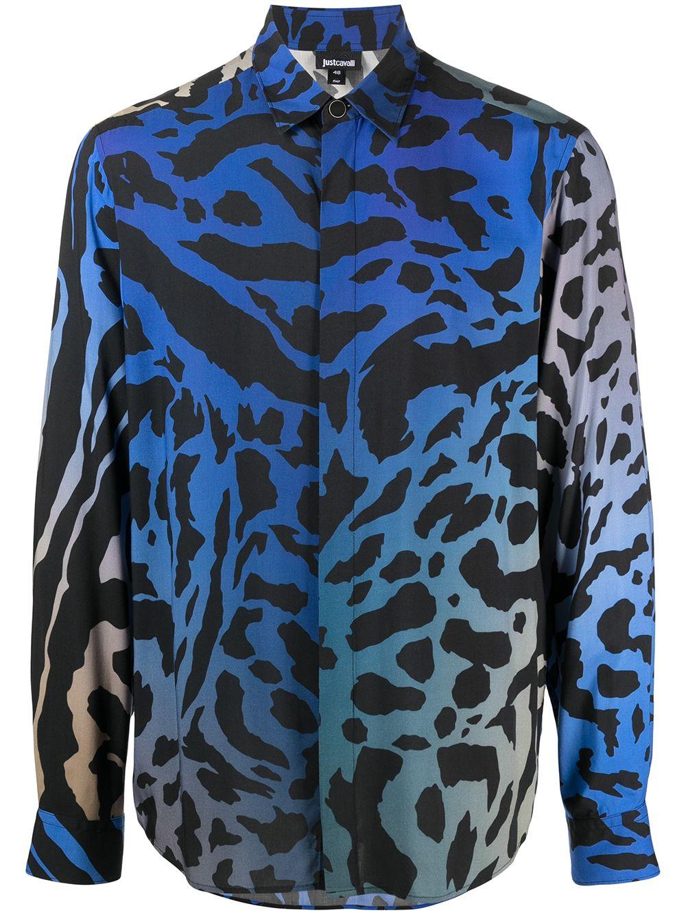 Just Cavalli Hemd mit Tiger-Print in Blau für Herren - Lyst