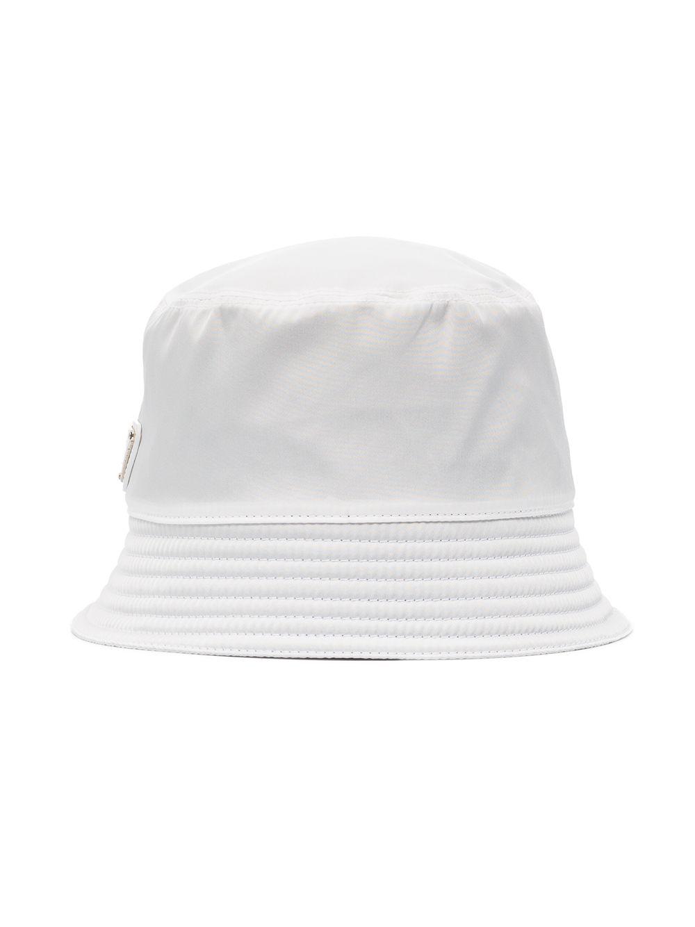 Prada Cotton Nylon Logo Bucket Hat In White for Men - Lyst