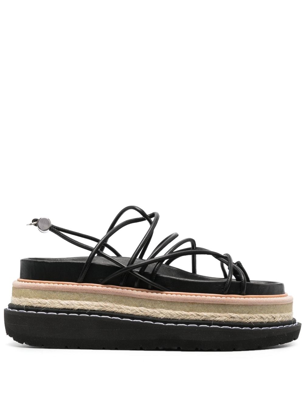 Sacai 80mm Flatform Leather Sandals in Black | Lyst