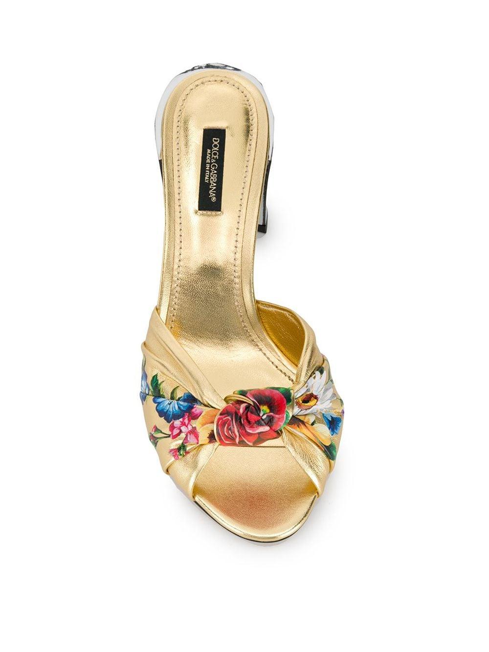 Dolce & Gabbana Floral Sandals in Metallic