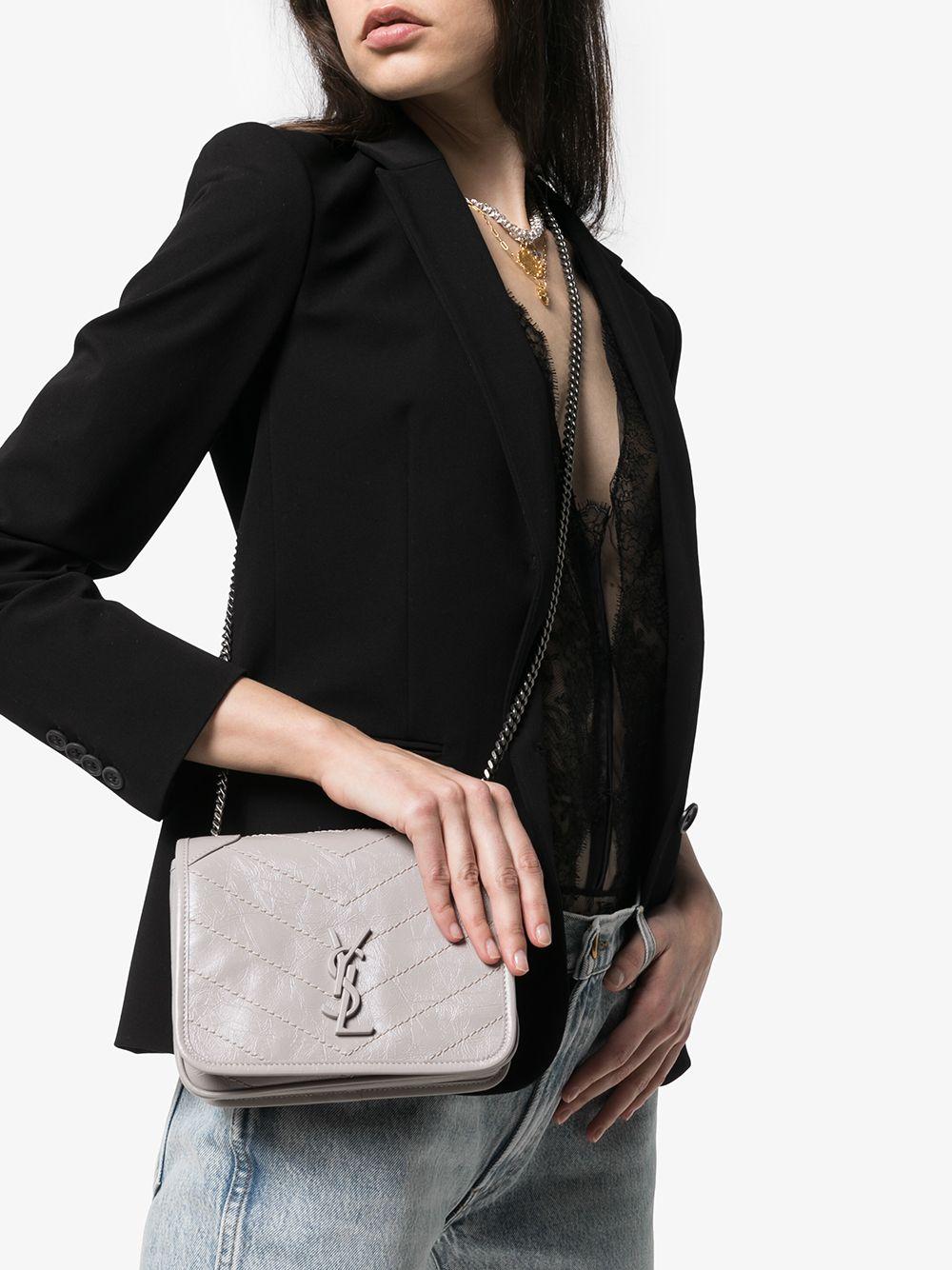 Saint Laurent Leather Mini Niki Crossbody Bag in Grey (Gray) - Lyst