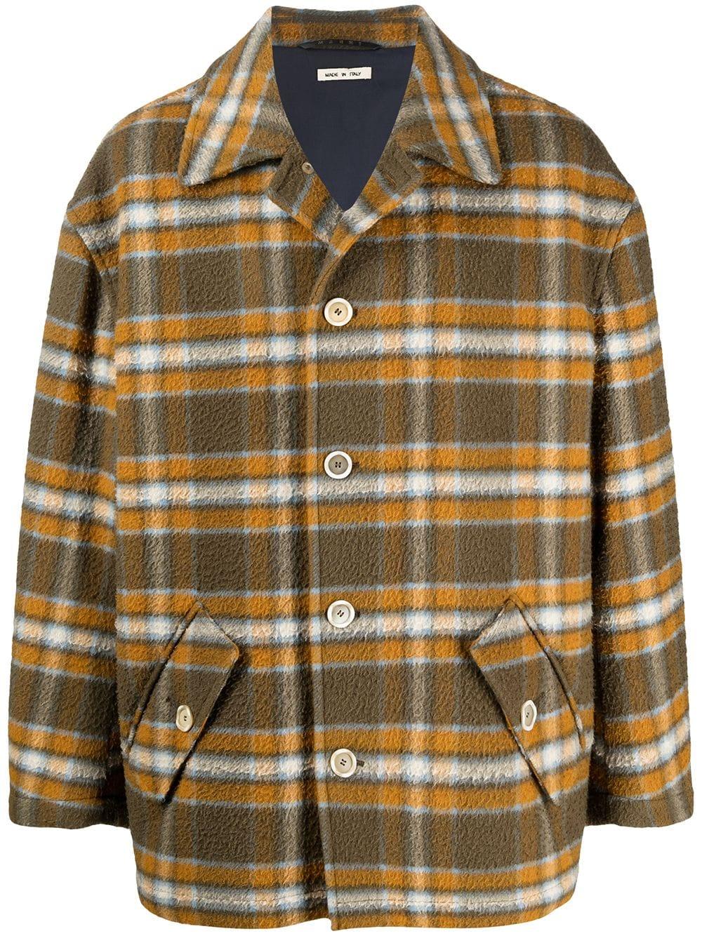Marni Check-pattern Button-up Shirt Jacket in Green for Men | Lyst