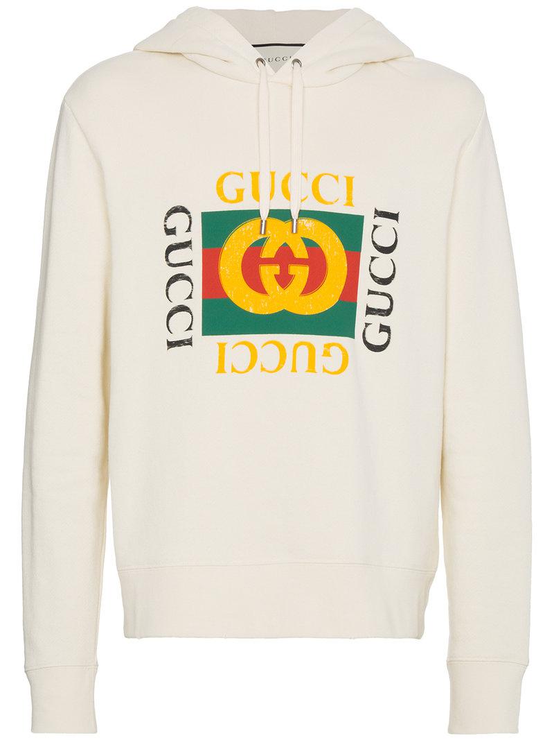 Gucci Gg Fake Hooded Sweatshirt in Natural for Men | Lyst