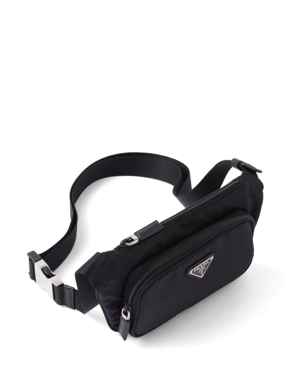 Prada Logo Applique Re Nylon Belt Bag in Black for Men Lyst UK