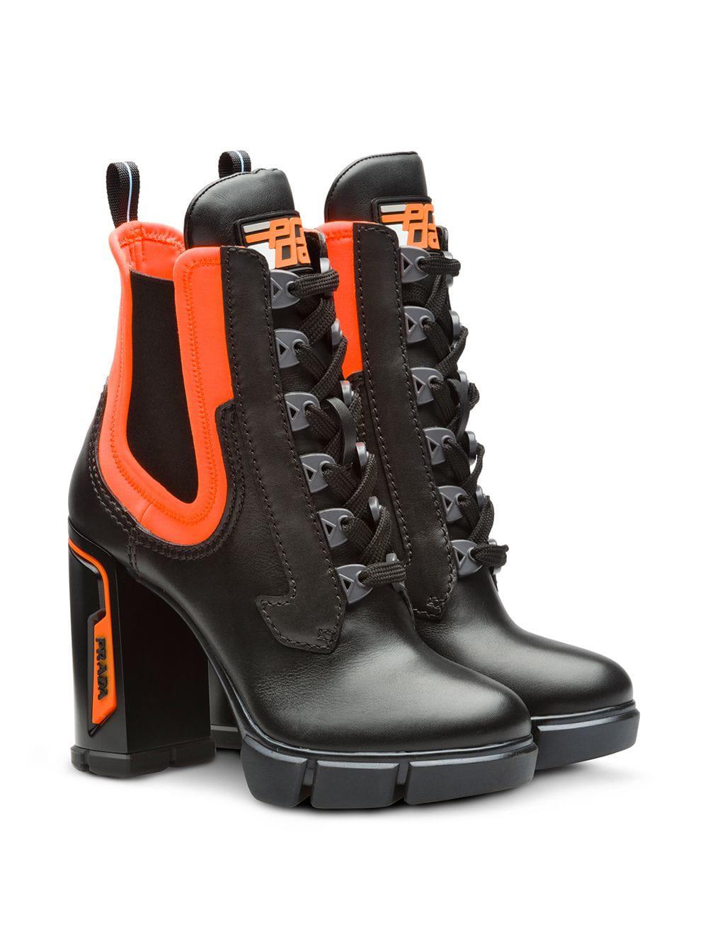 Prada Leather Chunky Lace-up Boots in 