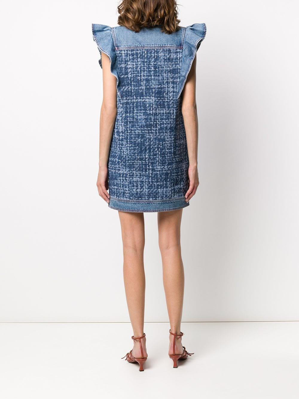 Philosophy Di Lorenzo Serafini Ruffled Denim Tweed Mini Dress in Blue ...