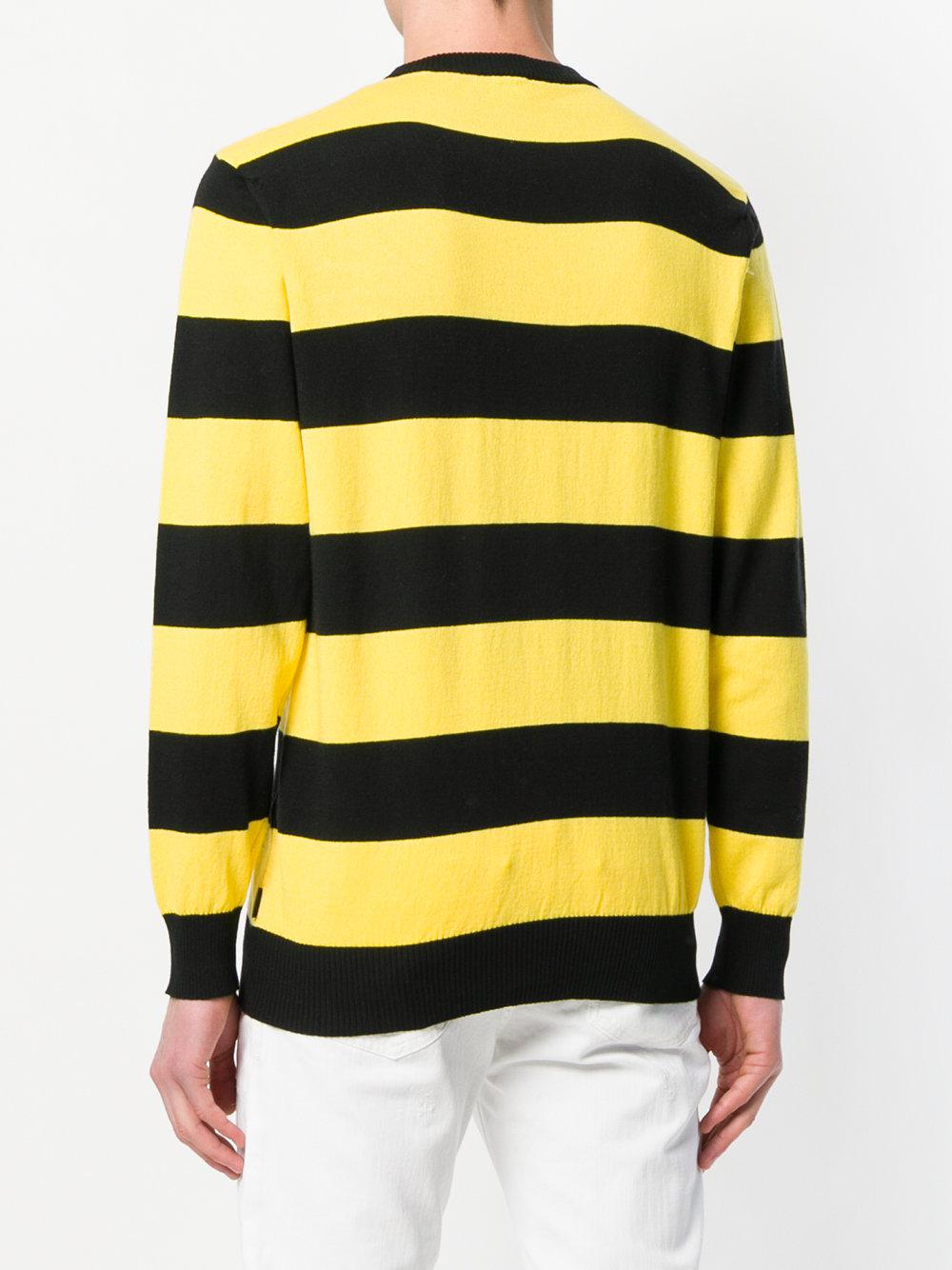 Mens yellow and black sale striped sweater