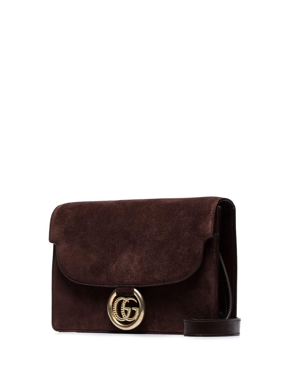 Gucci Suède Schoudertas Met Dubbele G in het Bruin - Lyst