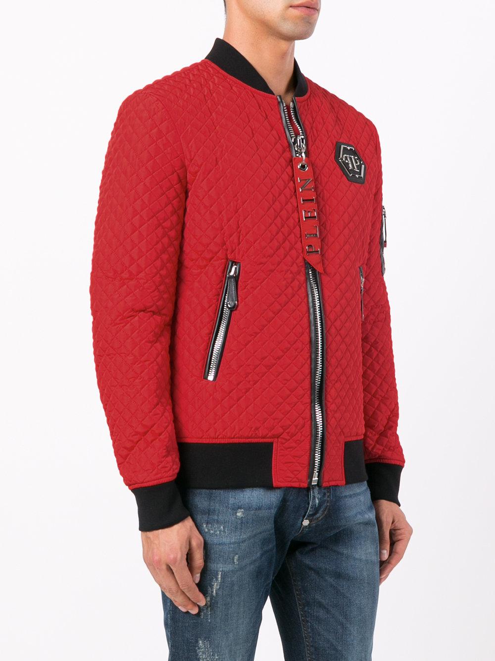 Philipp Plein Synthetic Okyo Bomber Jacket in Red for Men - Lyst