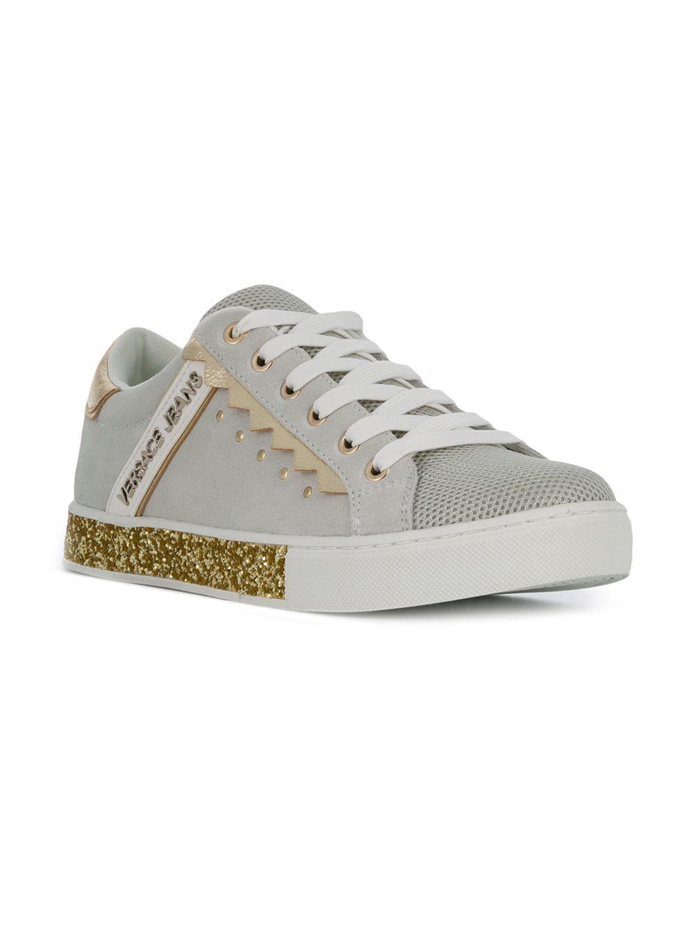 Versace Jeans Suede Glitter Sole Low-top Sneakers in White - Lyst