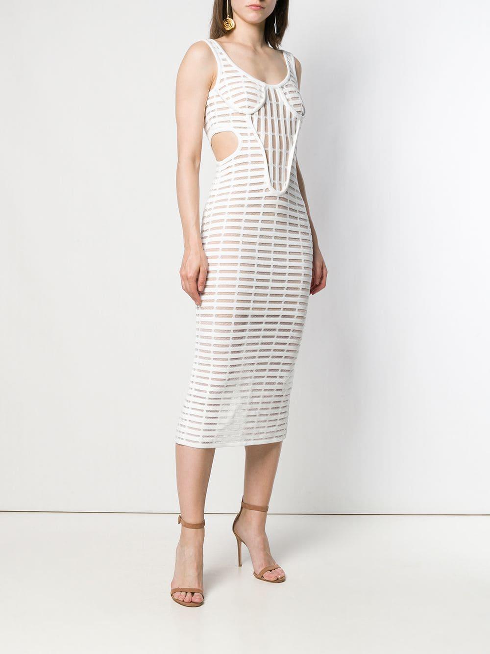 Genny Synthetic Structured Caged Dress in White - Lyst