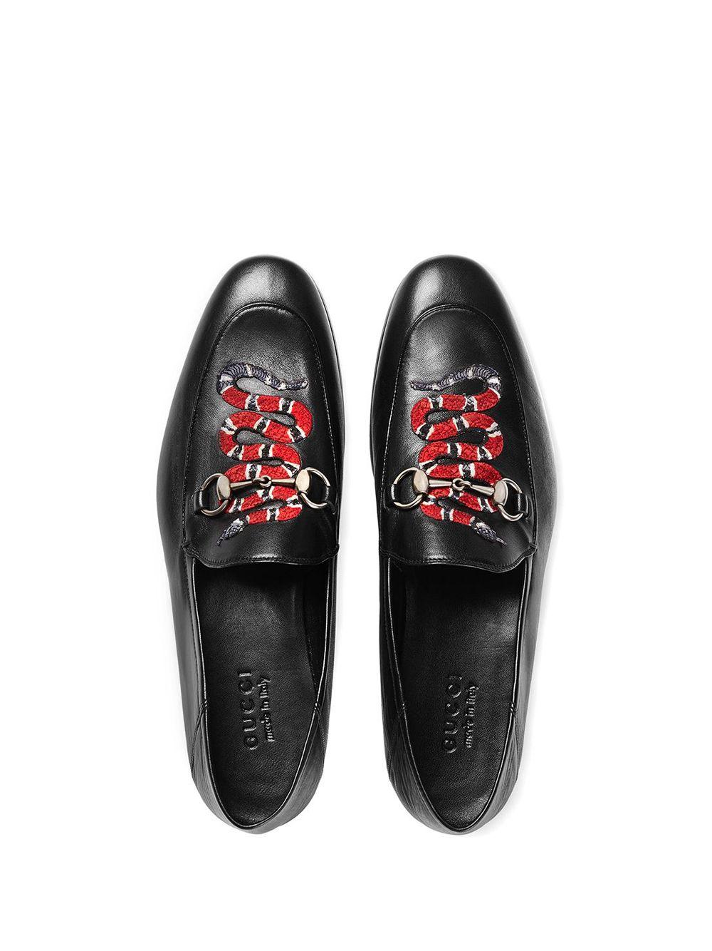 Gucci Kingsnake Leather Loafers in Black for Men | Lyst