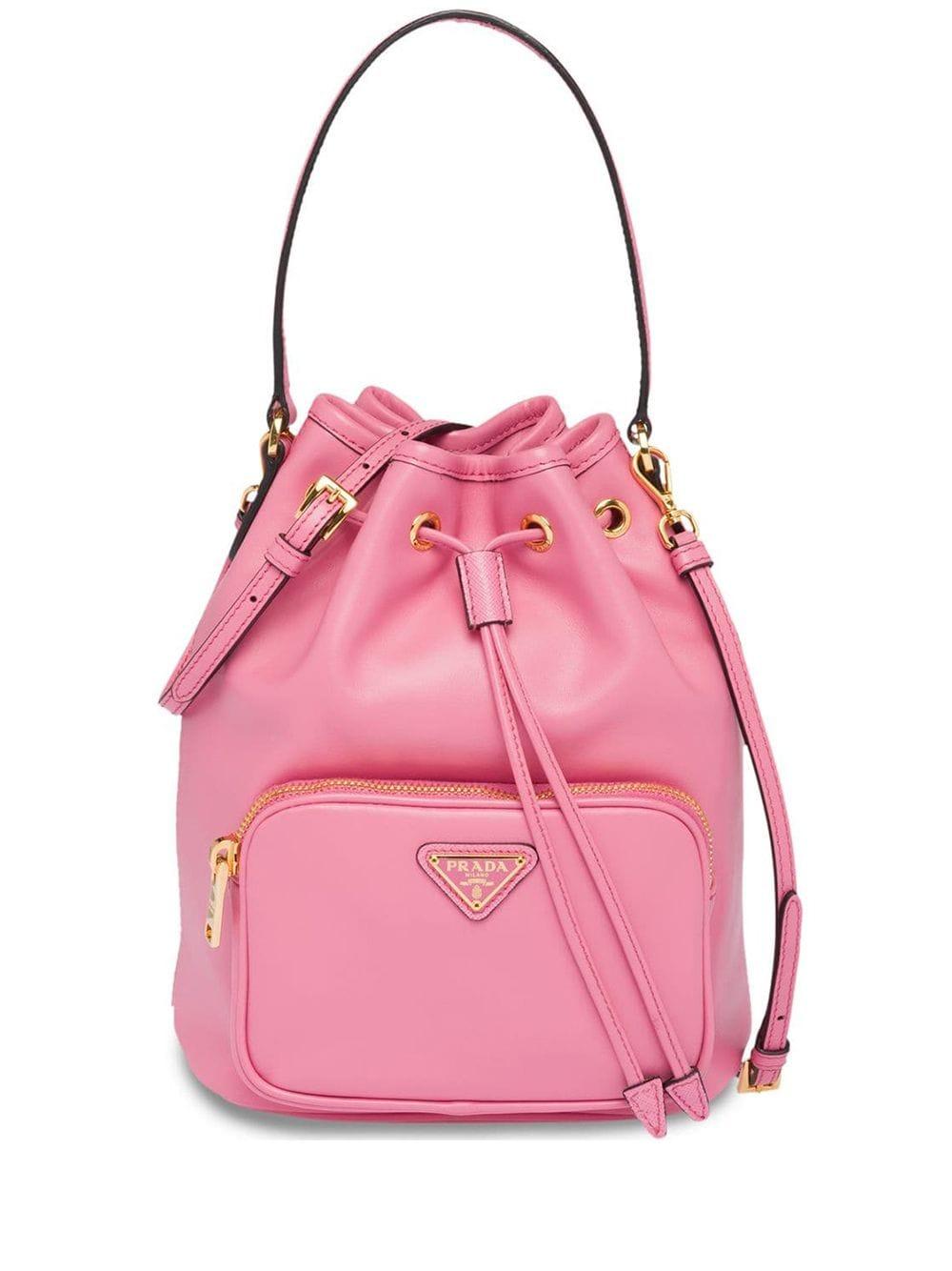 Bolso bombonera con logo Prada de Cuero de color Rosa | Lyst