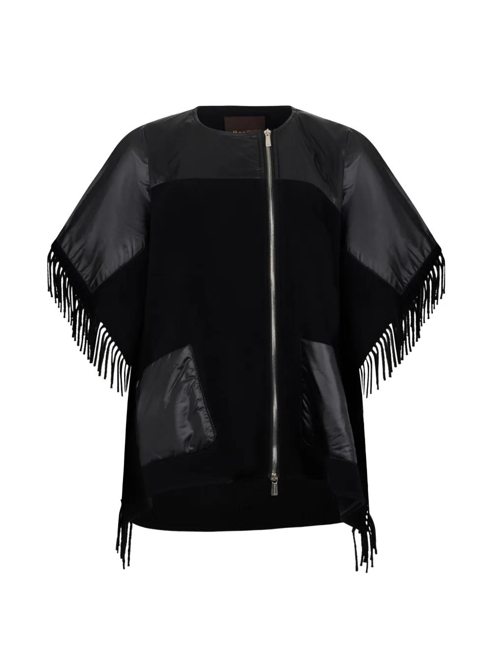Moorer Solan Fringe Zip Sweater in Black | Lyst