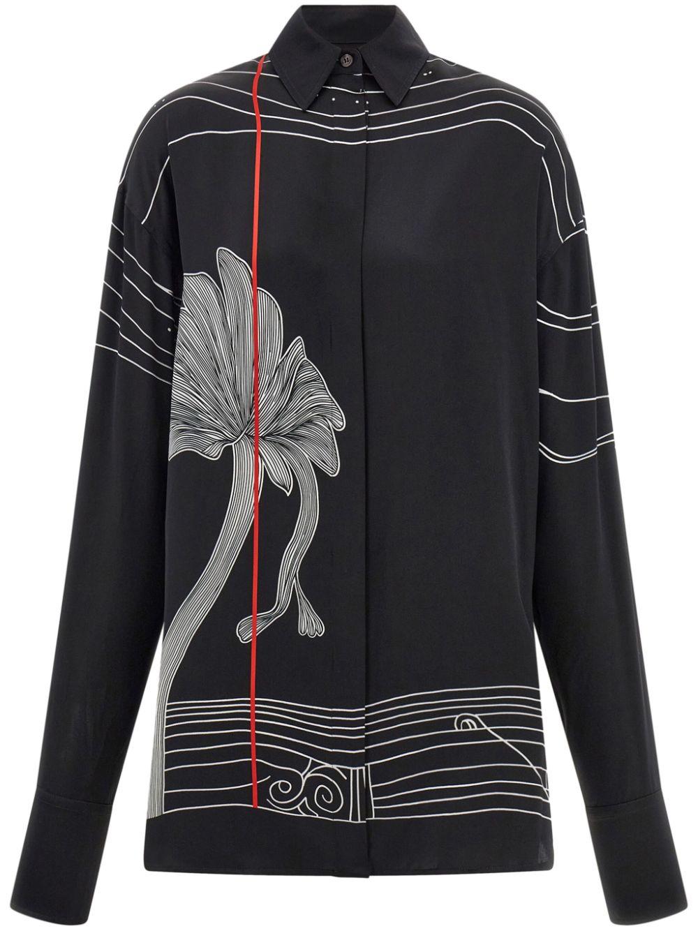 Black and white striped shirt with floral sleeves online