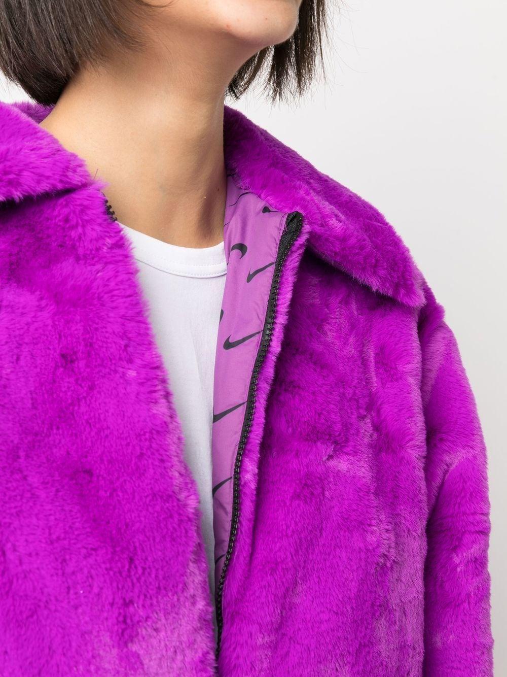 Nike Faux-fur Swoosh Coat in Pink | Lyst