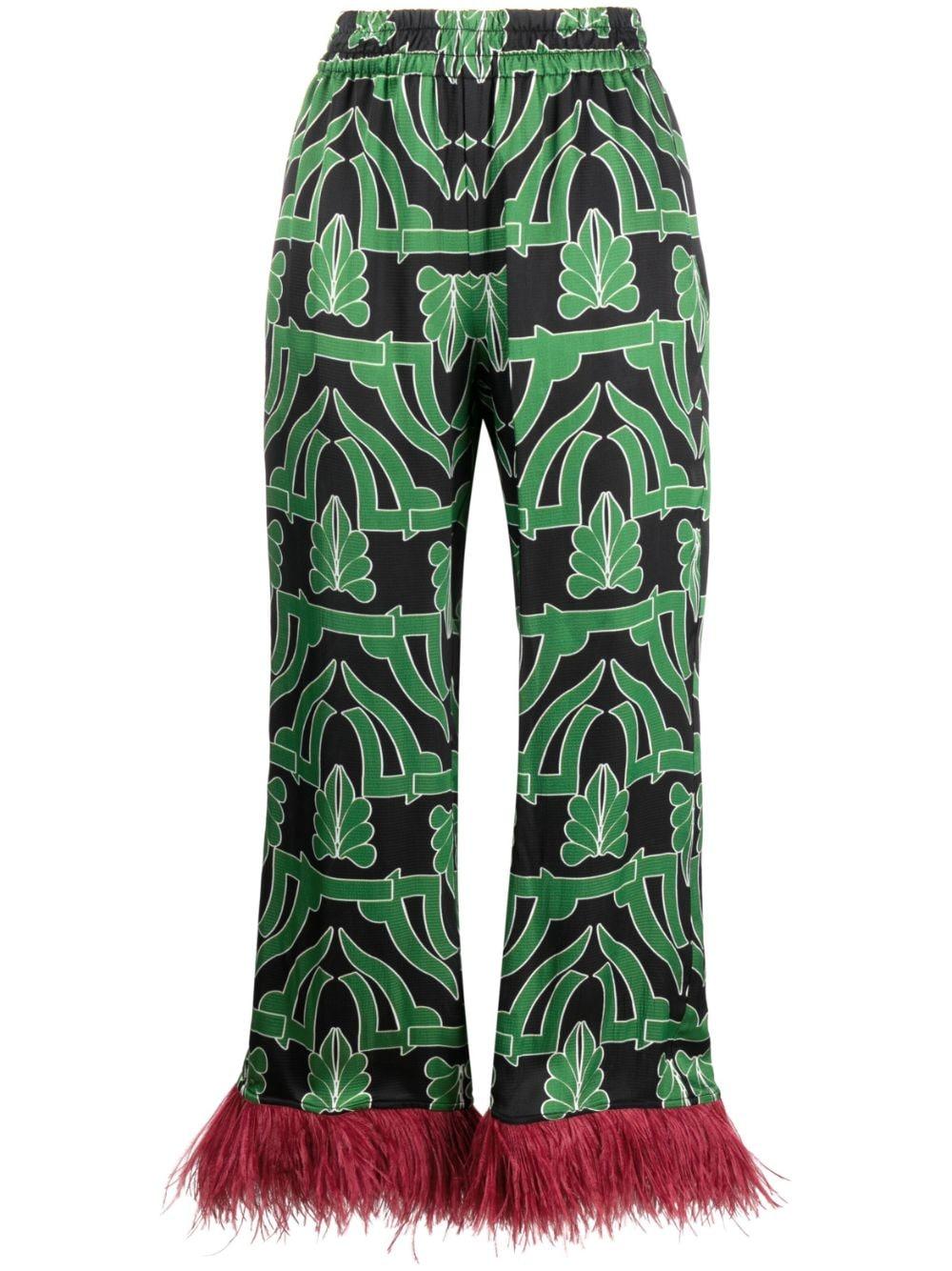 GEOMETRIC PRINT PANTS - Green