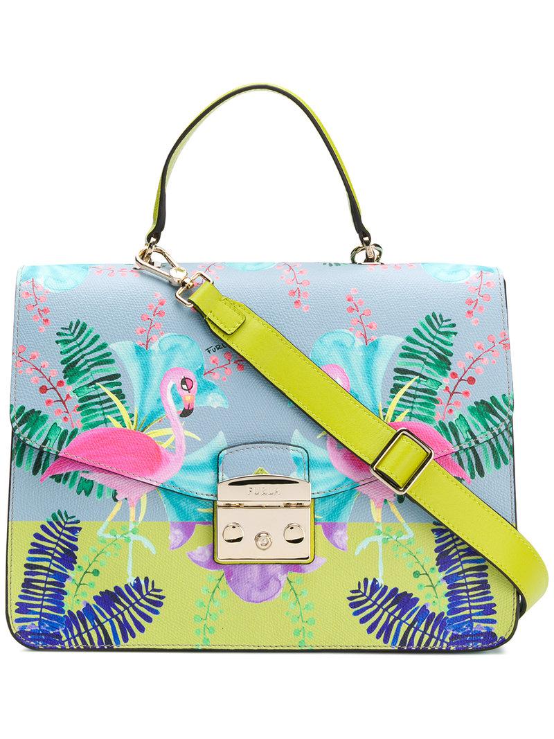 Furla Flamingo Print Metropolis Bag in Blue Lyst Australia