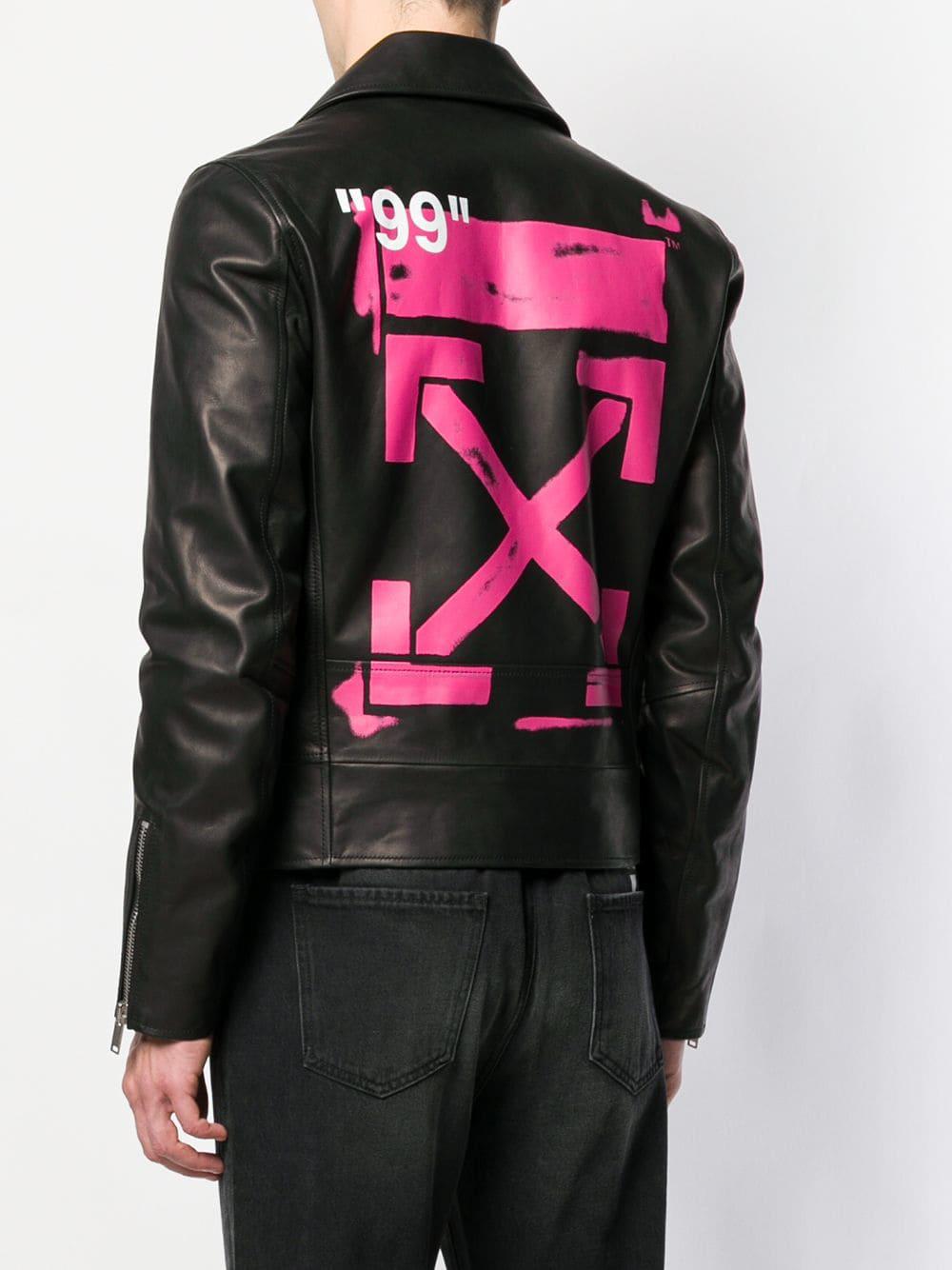 Off-White Leather biker jacket, Men's Clothing