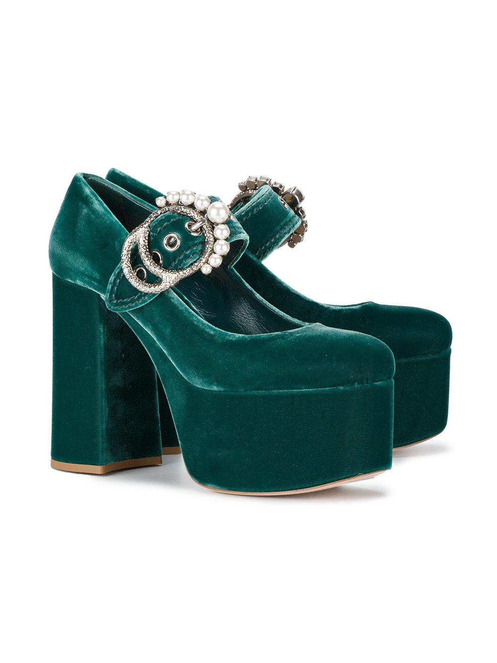 green velvet mary jane shoes