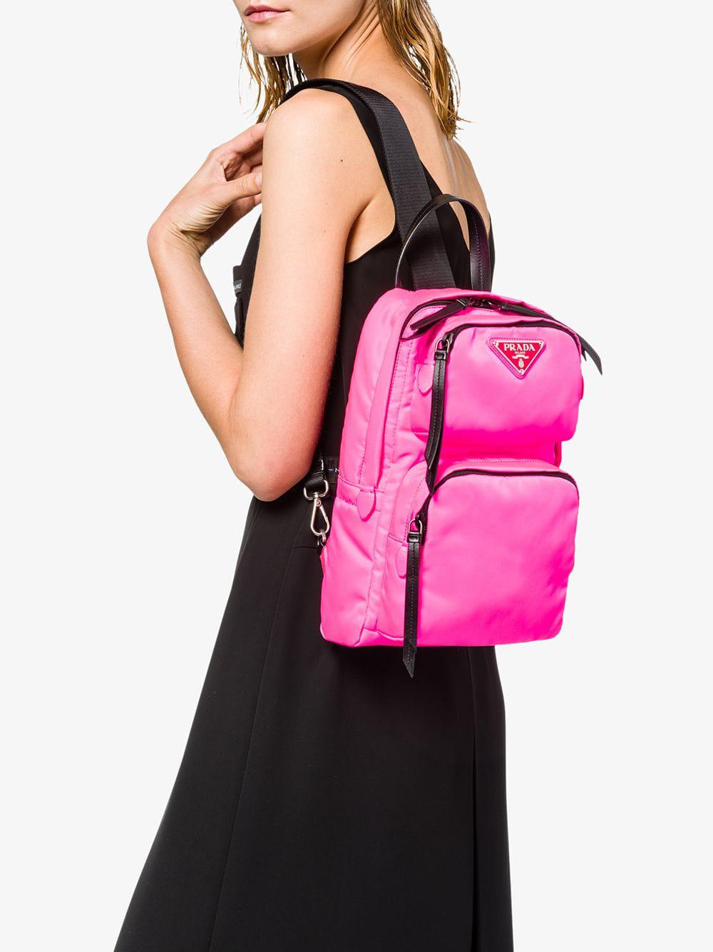 Neon pink prada clearance backpack