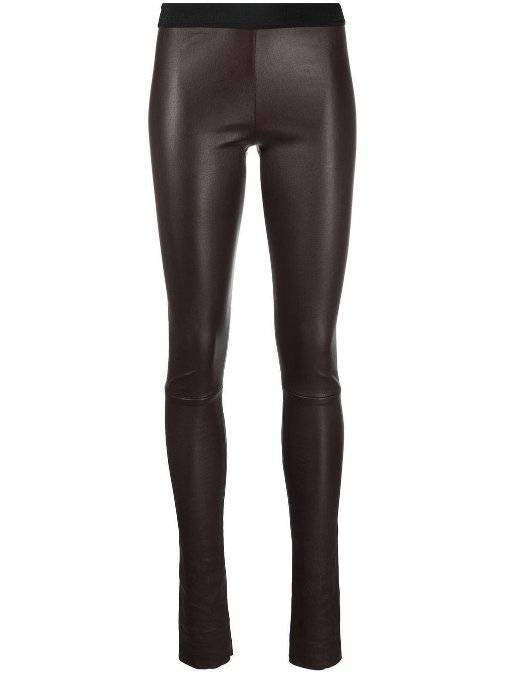 DROMe Leather High-waisted Lambskin leggings in Brown | Lyst