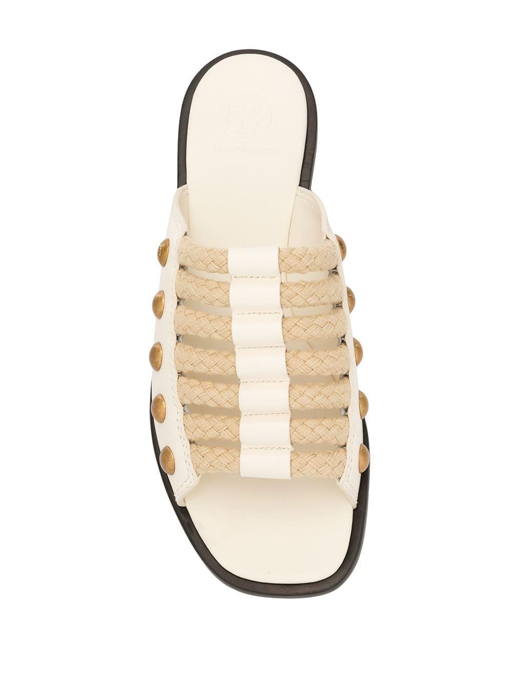 Tory Burch Blythe Rope Sliders in White | Lyst