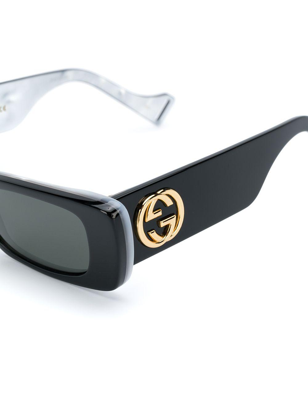 Gucci Rectangular Interlocking G Sunglasses in Black - Lyst
