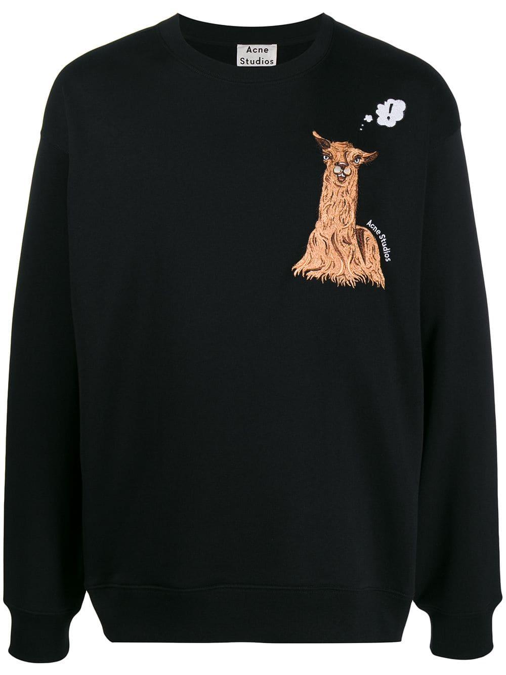 Acne Studios Cotton Oversized Crew Neck Sweater in Black - Lyst