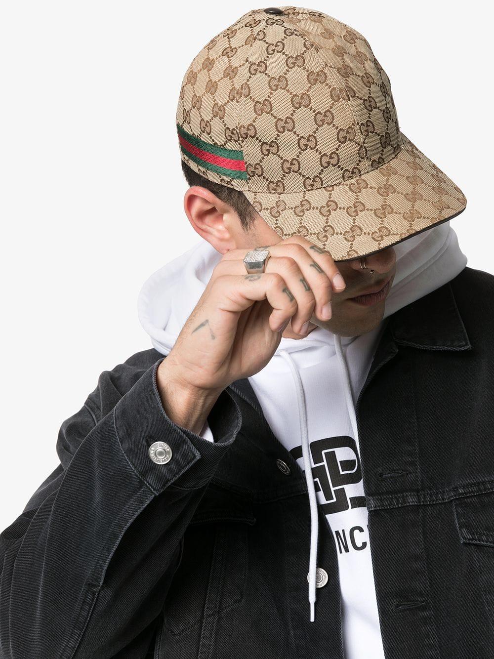GG Supreme Canvas And Mesh Baseball Cap in Brown - Gucci