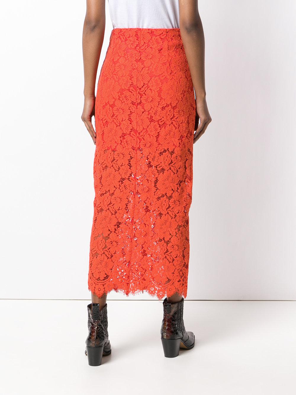 Ganni Jerome Lace Skirt in Orange | Lyst Australia