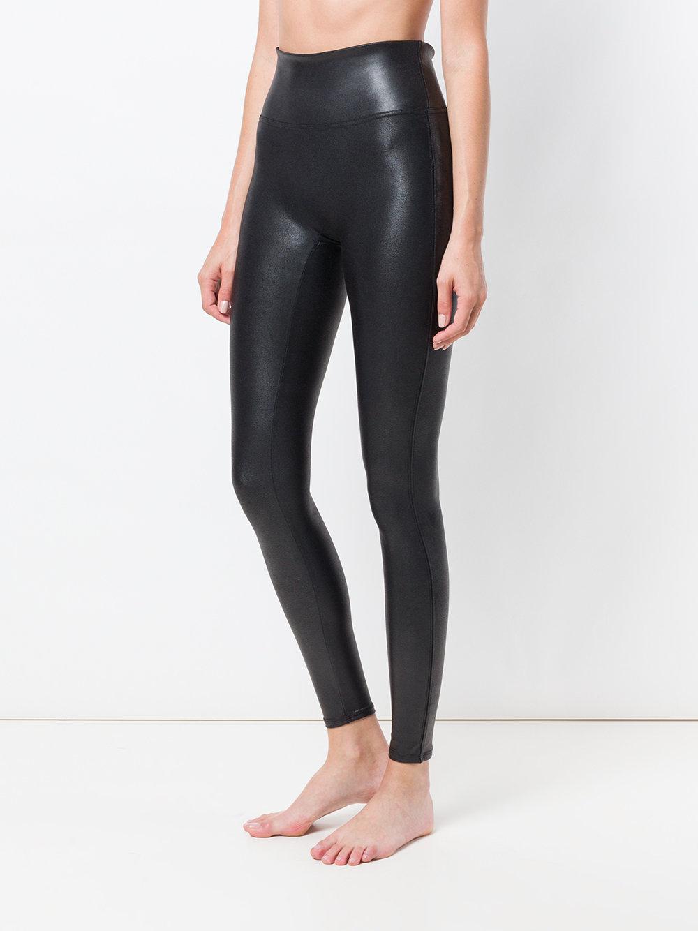 Spanx Synthetic Shiny Slim-fit Leggings in Black - Lyst