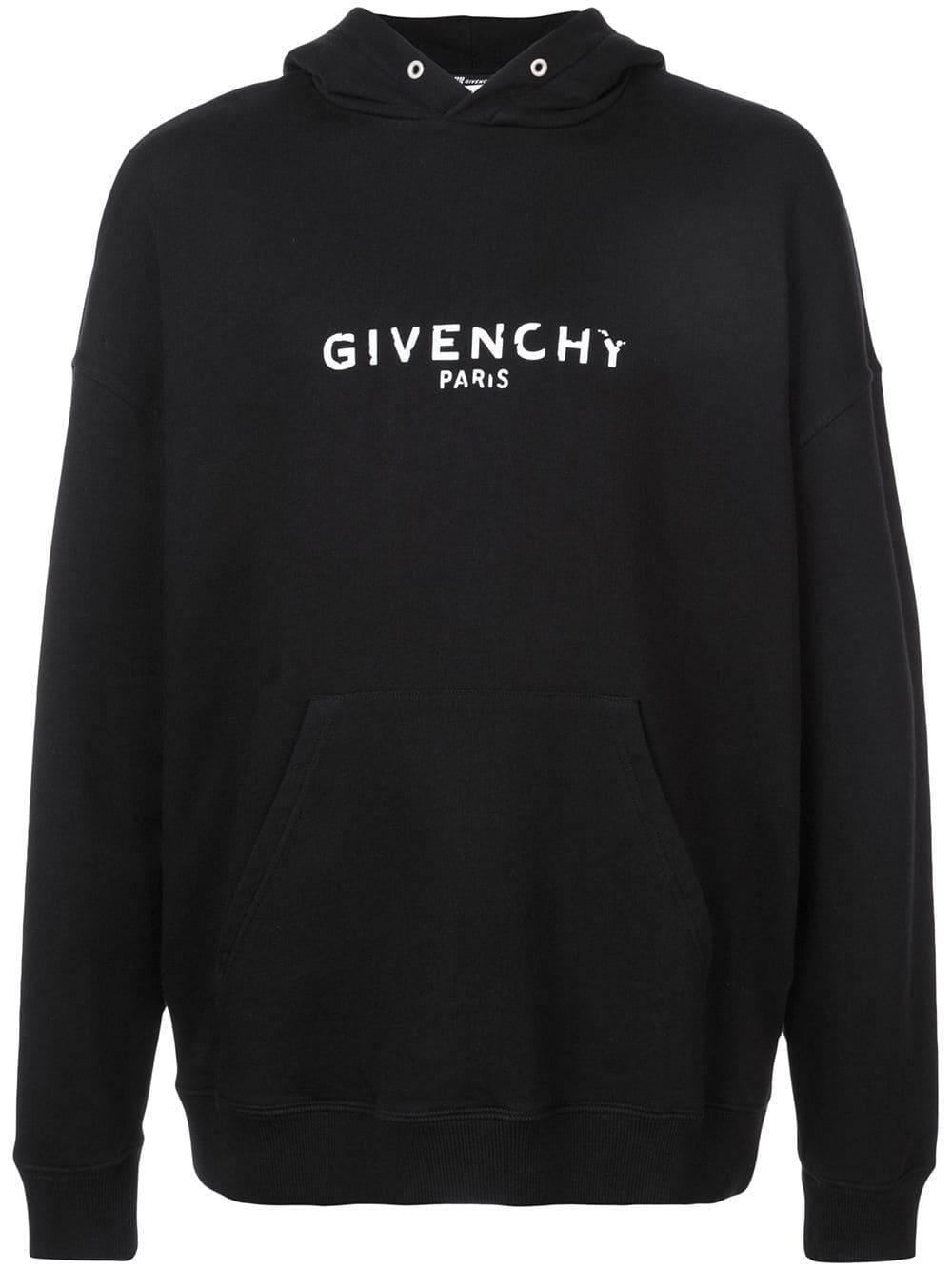 Givenchy Cotton Blurred Paris Hoodie in Black for Men - Save 39% - Lyst