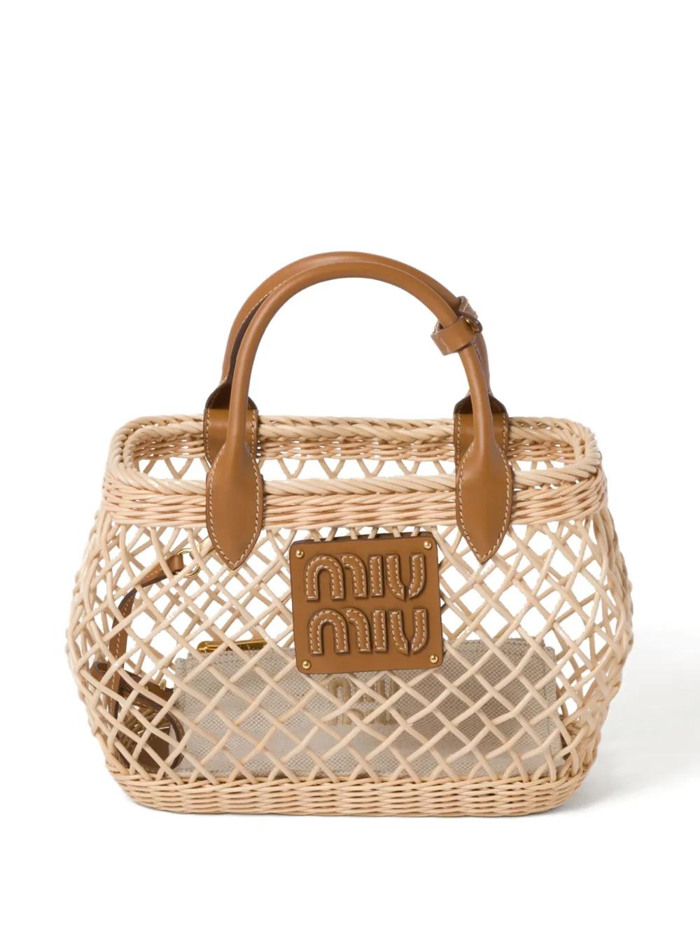 【MIU MIU】LOGO TOTE BAG Miu Miu Women's' Logo Tote Bag in Beige | LN-CC®