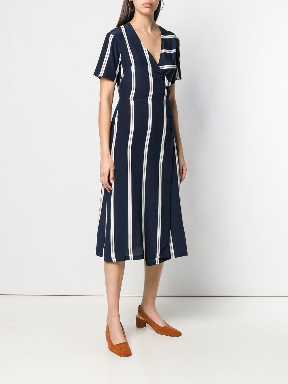 Être Cécile Silk Striped Wrap Front Dress in Blue - Lyst