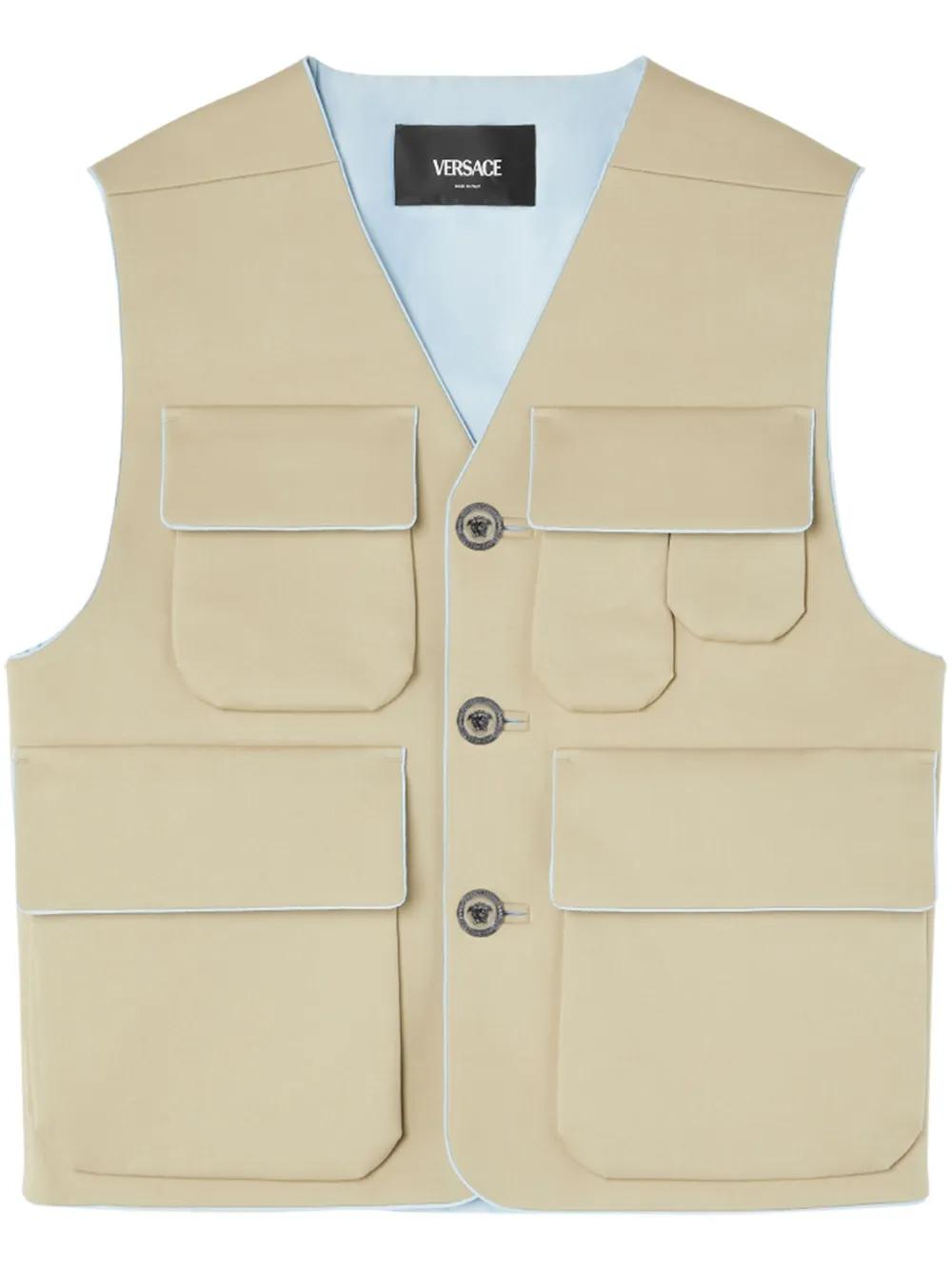 Versace Bonded Gabardine Cargo Vest in Natural for Men Lyst UK