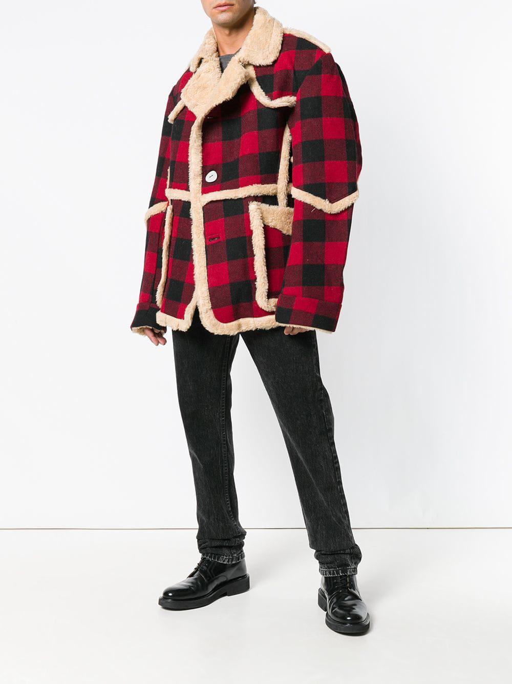 plaid shearling jacket