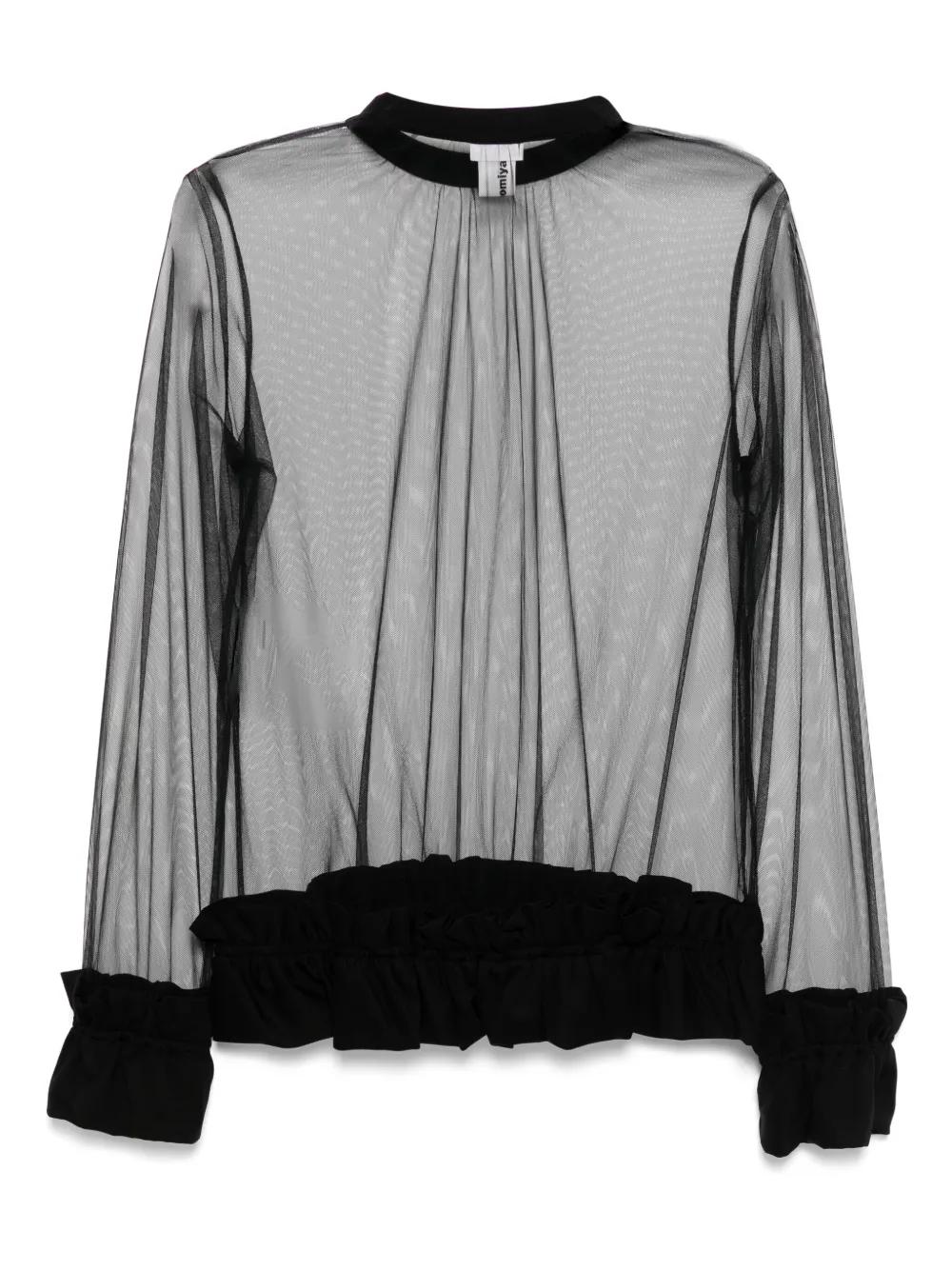 は*ん様 noir kei ninomiya ホワイト　チュール素材　長袖トップ チュールカットソー(2 WHITE): noir kei ninomiya: WOMENS｜THE