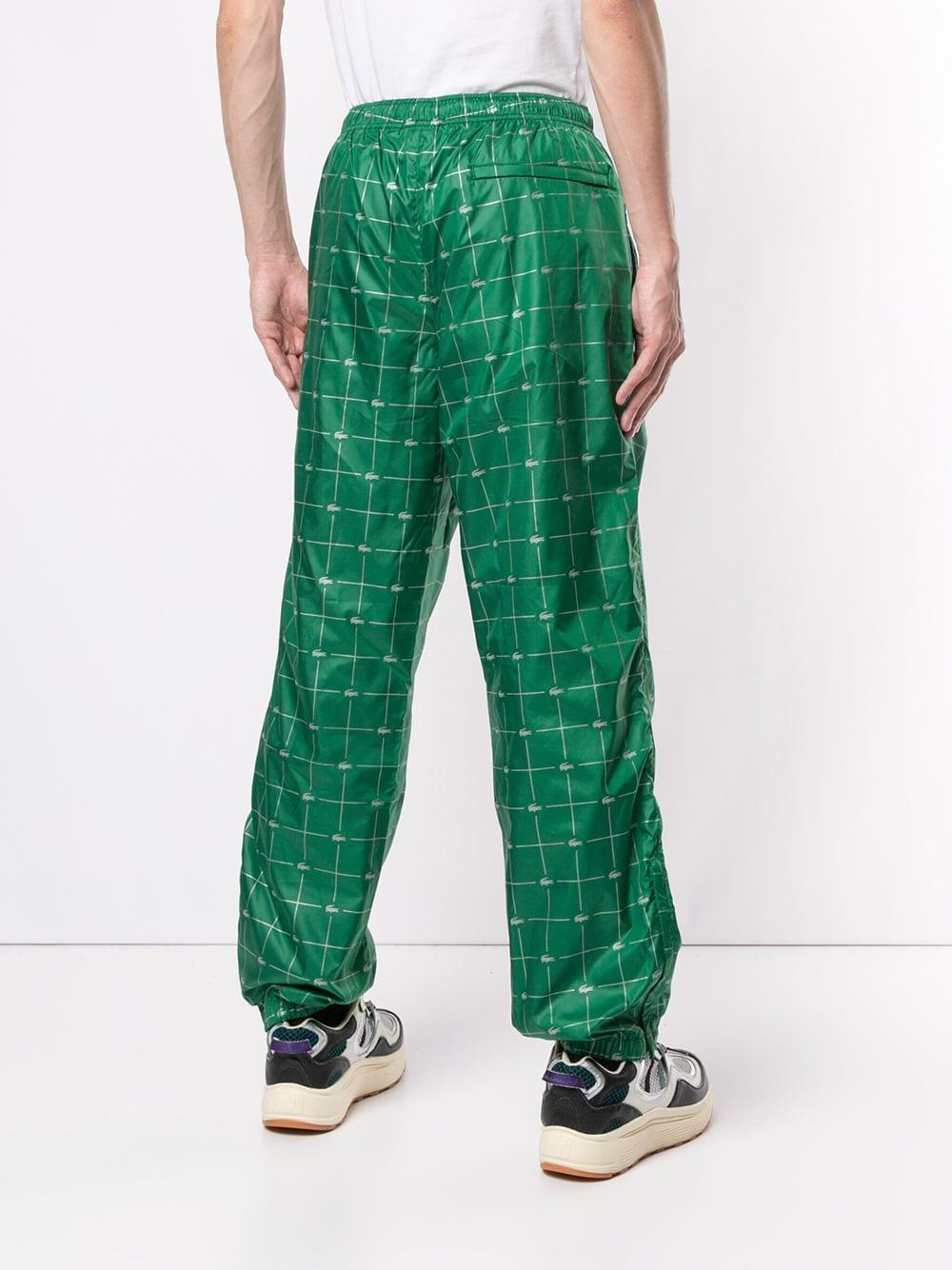 Supreme Cotton X Lacoste Reflective Grid Track Trousers in Green 