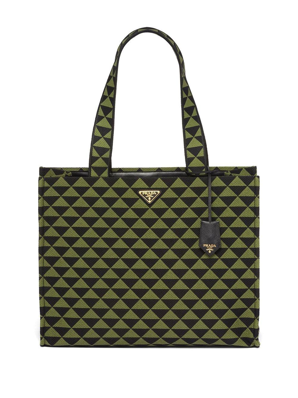 Prada Large Symbole Embroidered Tote Bag in Green for Men Lyst