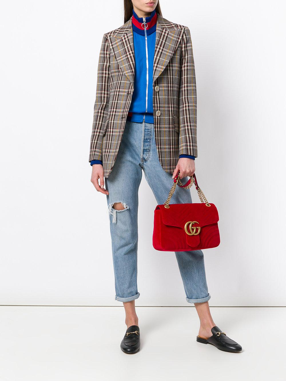 Gucci GG Marmont Velvet Shoulder Bag in Red - Lyst