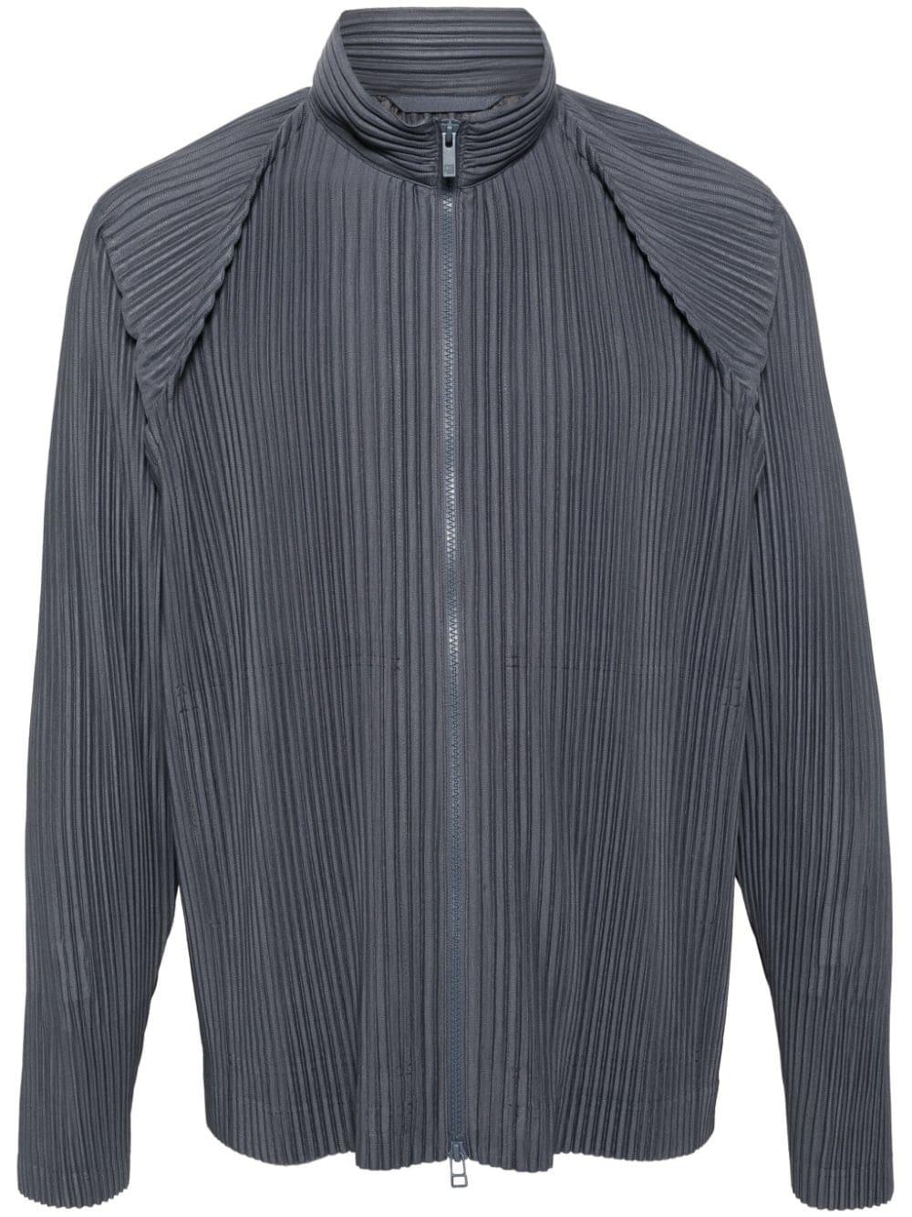 Homme Plissé Issey Miyake Pleated Zip-up Shirt Jacket in Blue for 