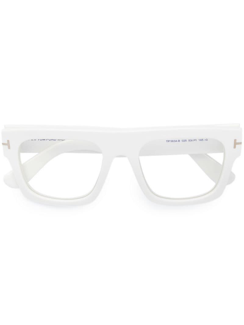 Tom Ford Square Frame Glasses in White - Lyst