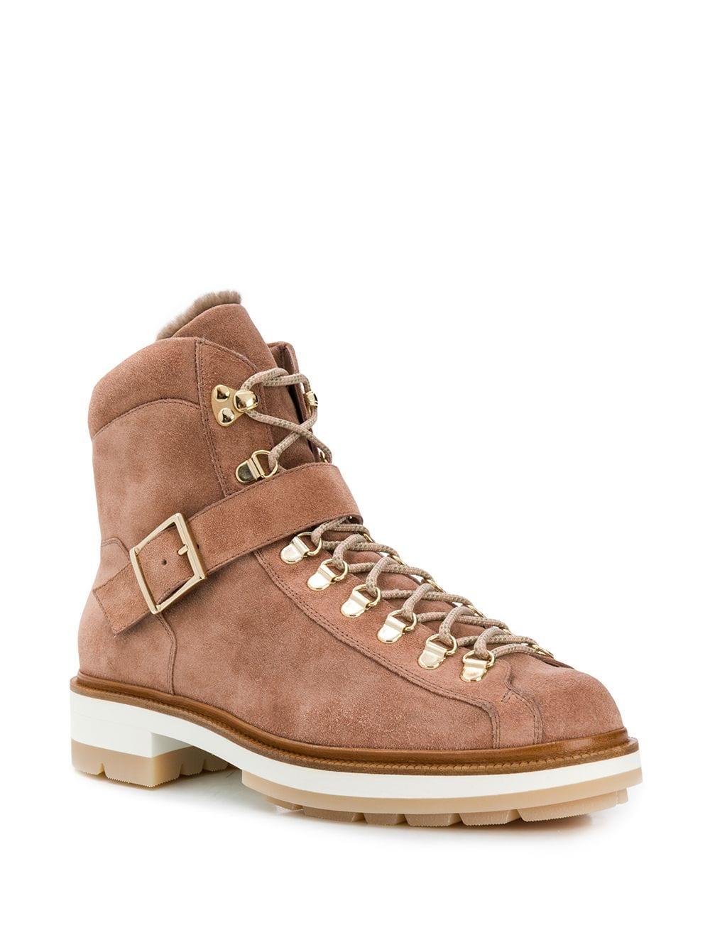 Santoni Suede Hiker-style Boots in Brown - Lyst