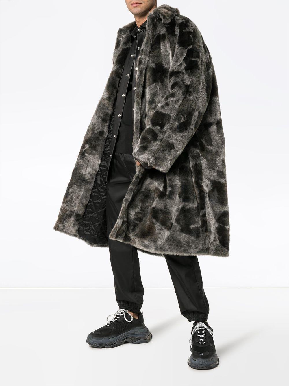 Balenciaga Faux Fur Opera Coat in Black 
