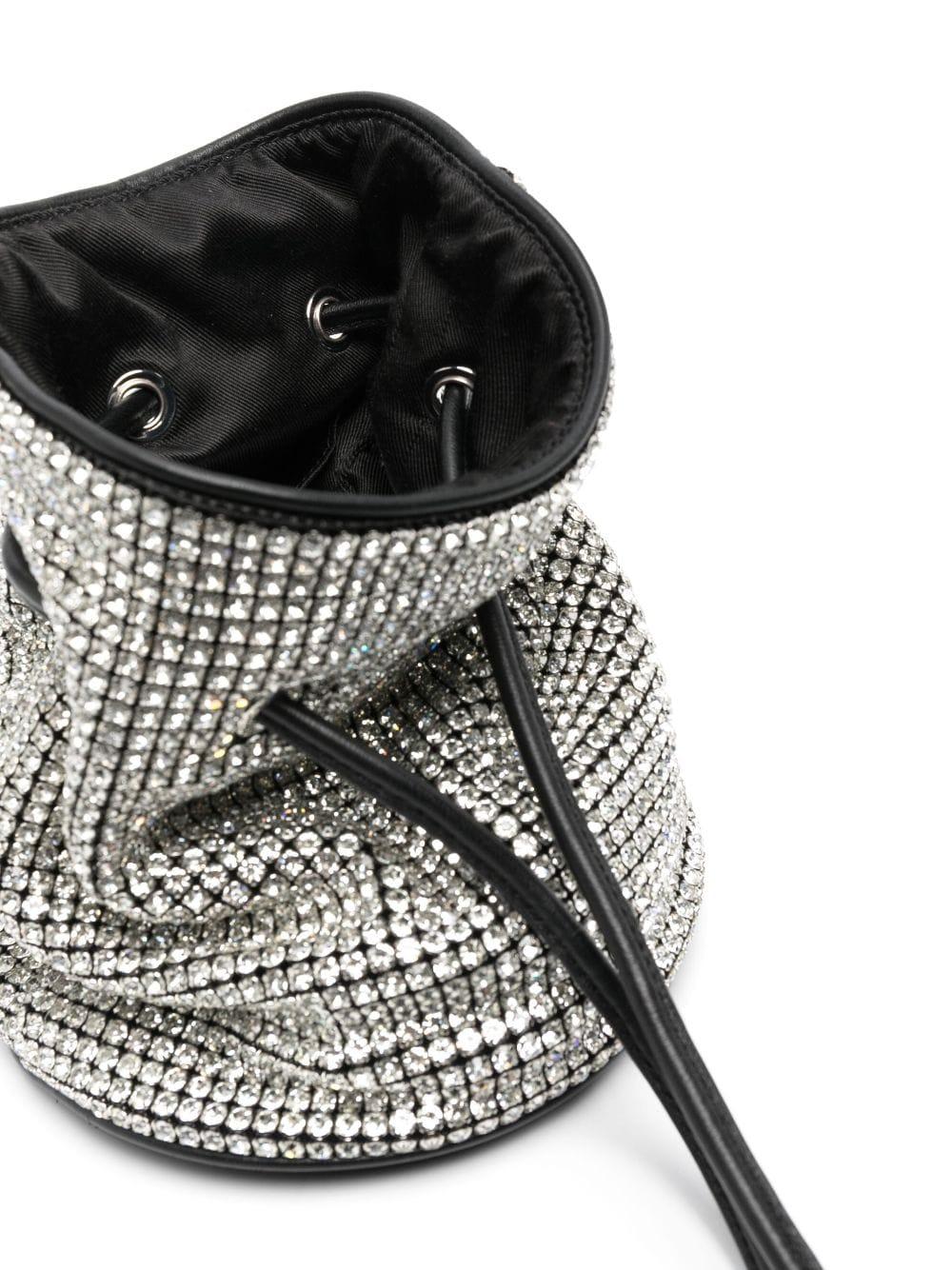 Satin-Lined Crystal Crossbody Bucket Bag