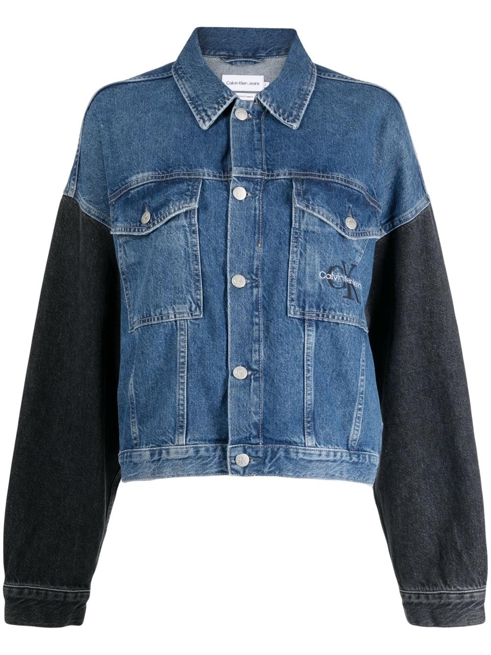 Calvin Klein Oversize Cropped Denim Jacket in Blue Lyst