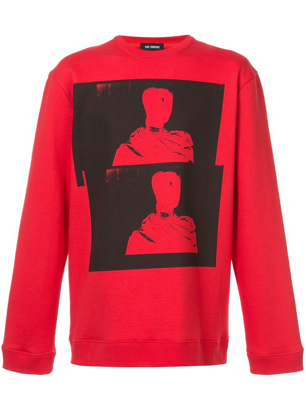 Raf Simons Cotton Long Sleeved Photographic Pullover in Red for Men - Lyst